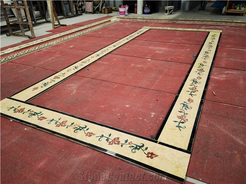 Marble Waterjet Floor Medallions Border For Villa