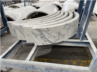 Snow White Marble Veneer Column Carved