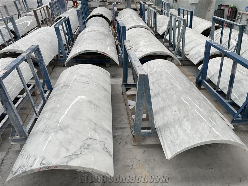 Snow White Marble Veneer Column Carved