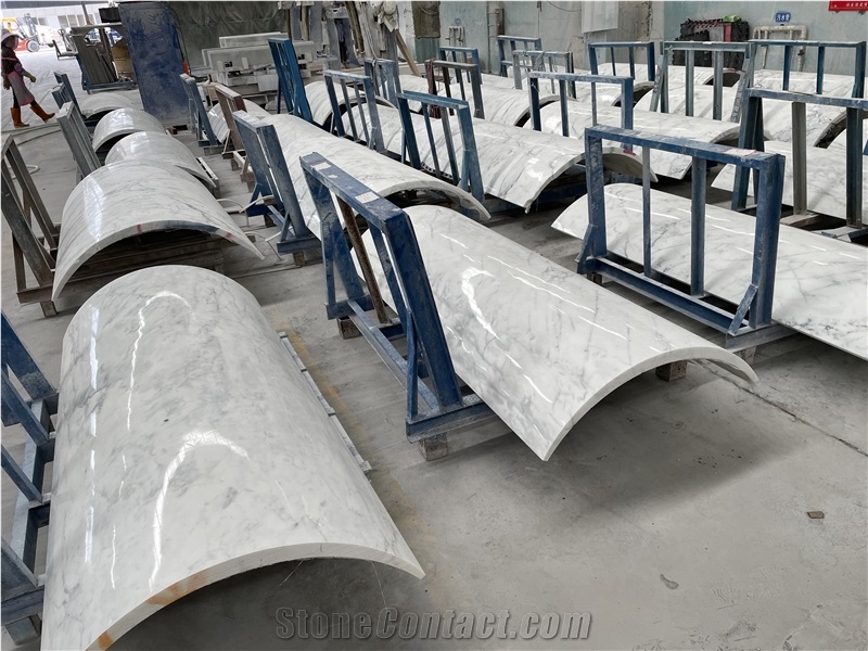 Snow White Marble Veneer Column Carved