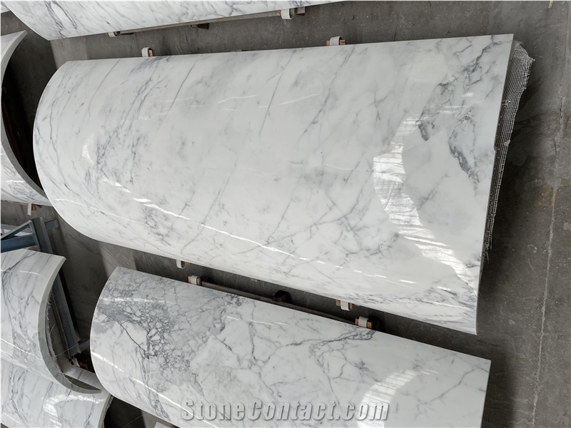 Snow White Marble Veneer Column Carved