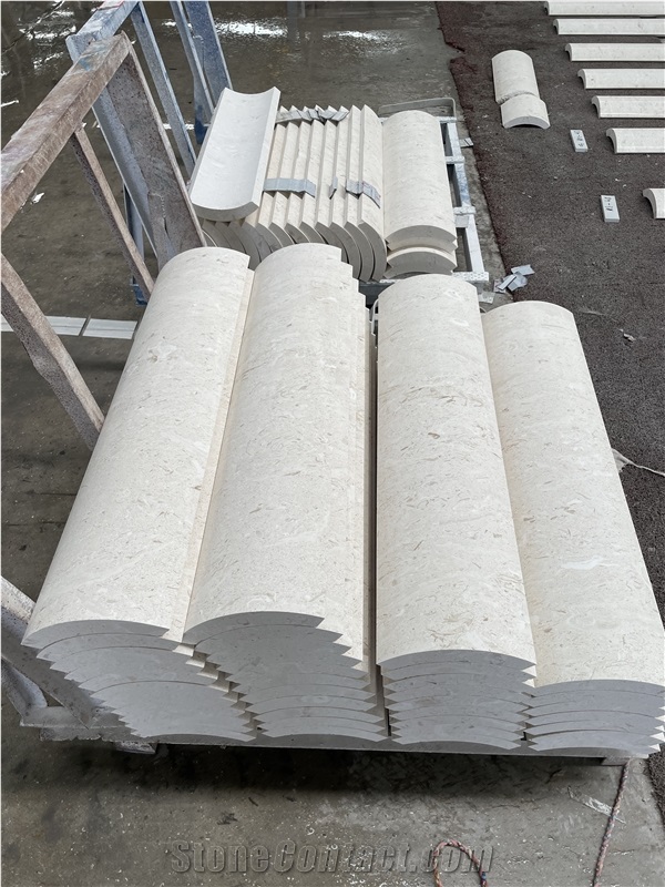 White Limestone Curved Column Shafts