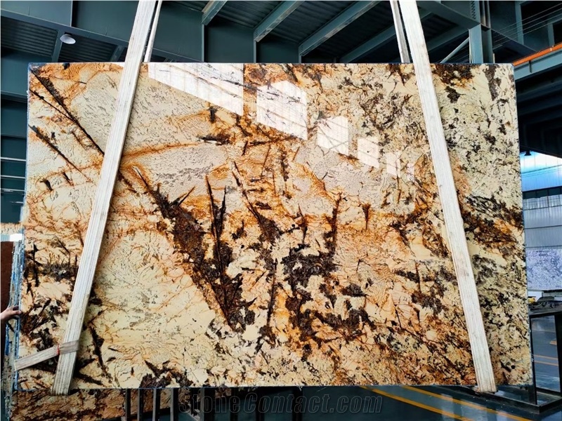 Brazil Luxury Snow Mountain Golden Granite Slabs