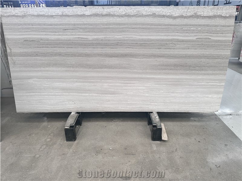 Chinese Wood Grain White Marble Floor Slabs