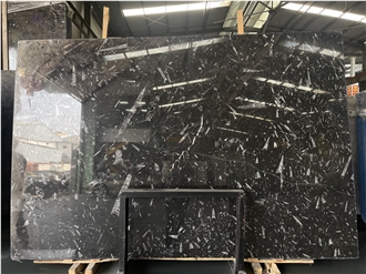 Natural Fossil Black Marble Slab For Table Tops