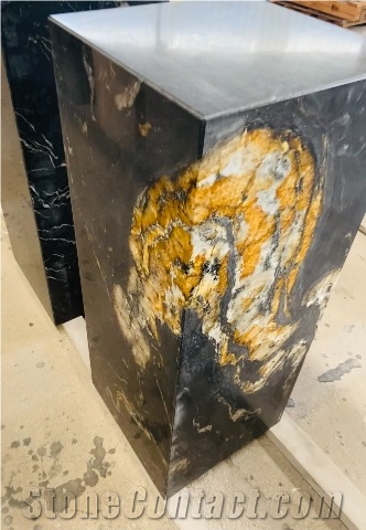 Gold Magma Black Fusion Granite For Side Tables