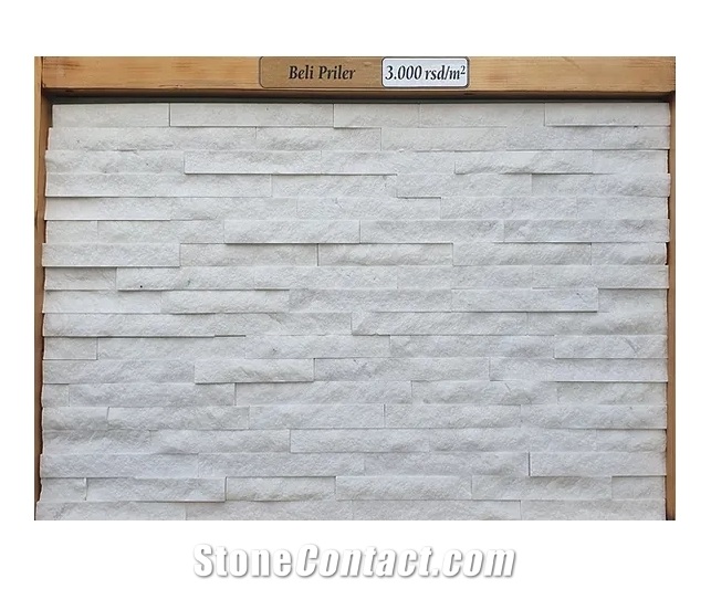 White Prilep Marble 3Cm Ledger Wall Panels