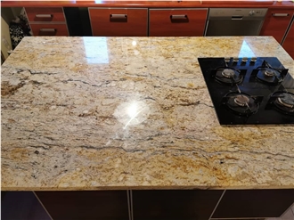 Shivakashi Gold Granite Kitchen Countertop, Thickness: 3 Cm
