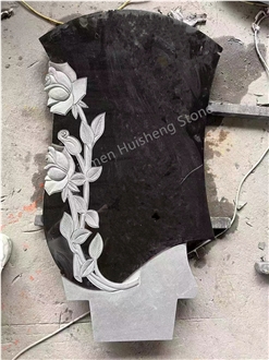 Black Granite  Engraved Tombstone