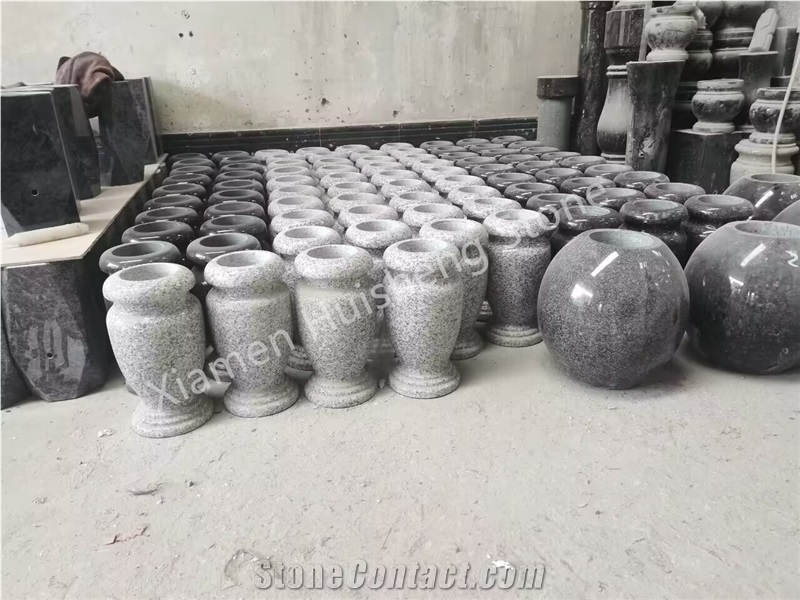 Gray Granite Monumental Vase