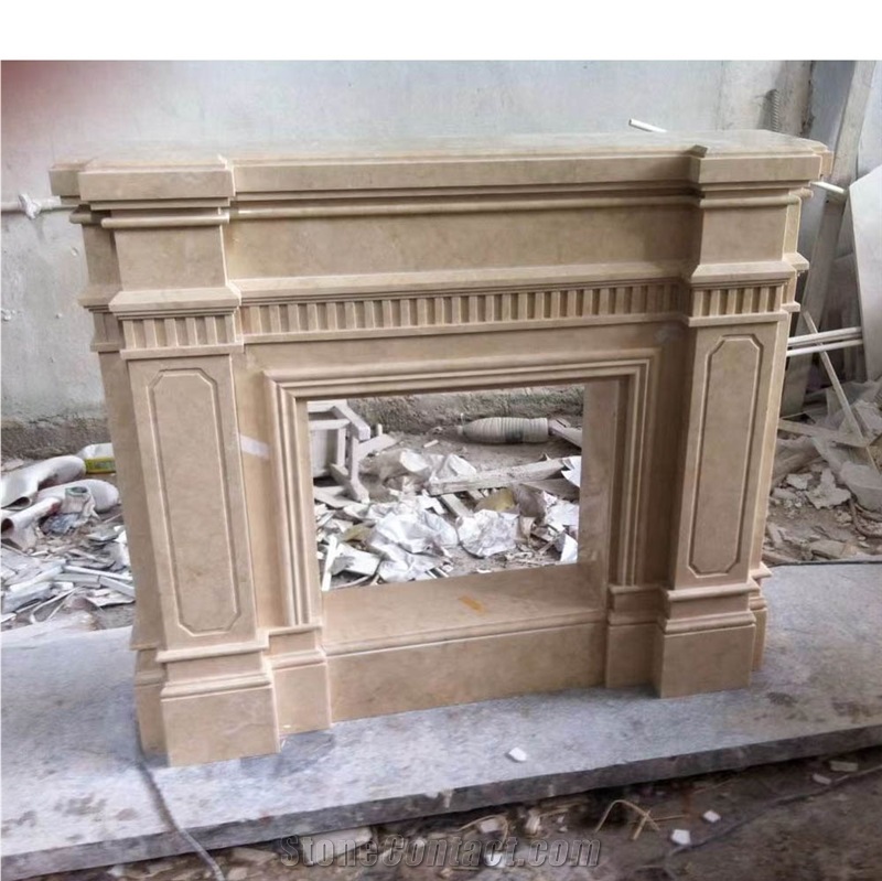 Hand Craft Italian Arabescato Marble Modern Fireplace