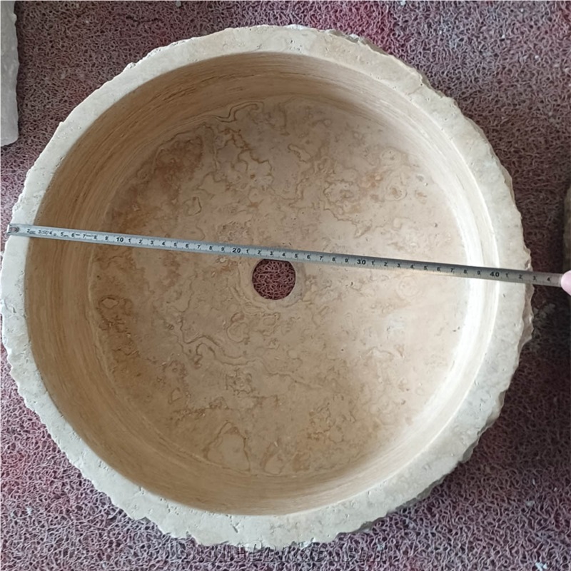 Natural Rough  Beige Travertine Vessel Sink