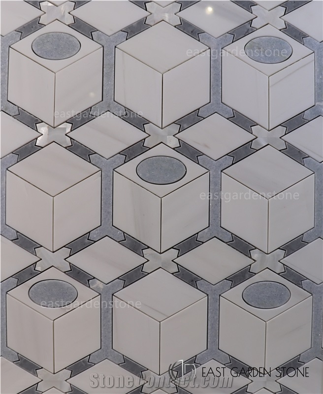 3D Effect Marble Mosaic With Shell Wall Mosaic Tiles