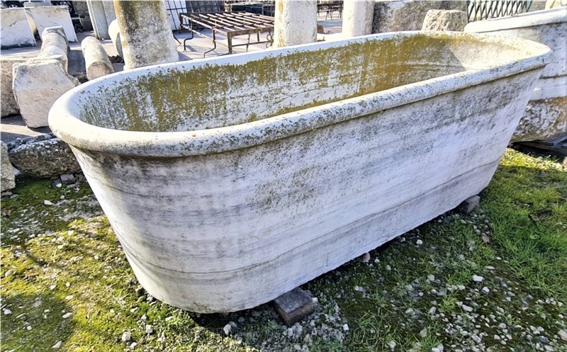 Antique Spanish Carrara Marble Bathtub,