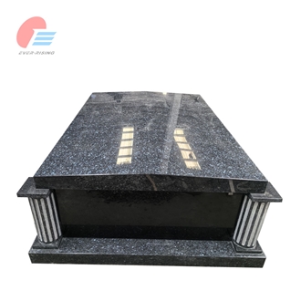 Blue Pearl Granite Two Crypt Double Polished Mausoleum