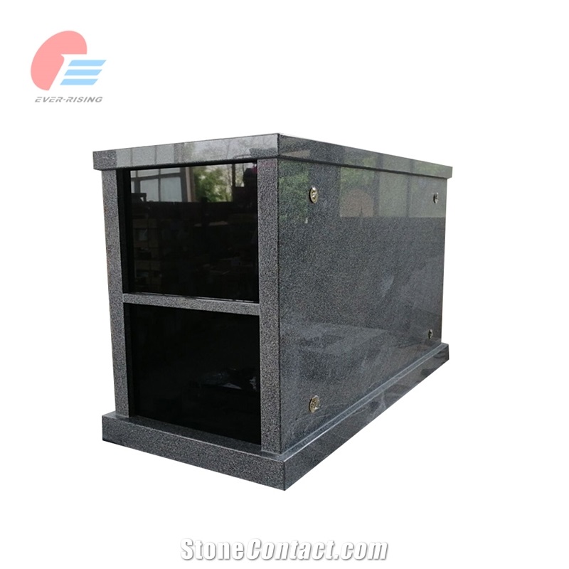 Imperial Grey Barre Gray Granite 2 Crypt Double Mausoleum