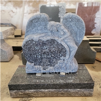 Norway Blue Pearl Granite Angel Holding Heart  Monument
