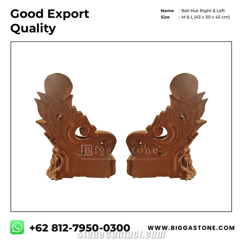 Bali Set Huts (Right & Left) Terracotta Roof Ornaments