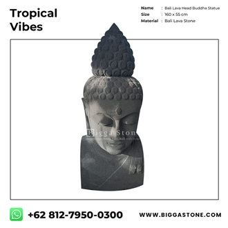Black Lava Buddha Head Statue