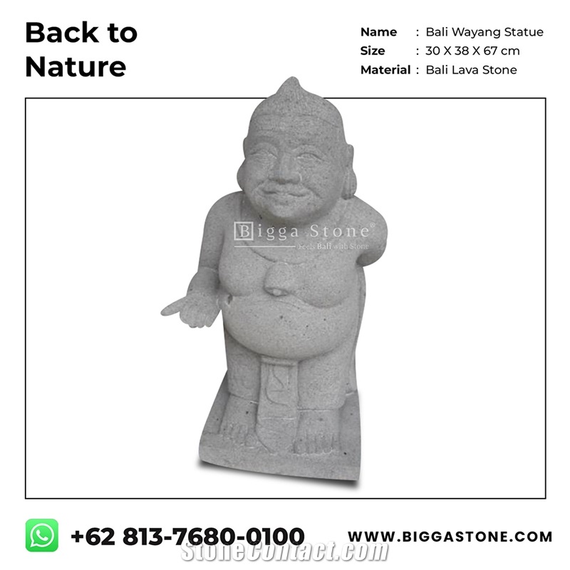 Gray Basalt Bali Wayang Human Sculpture