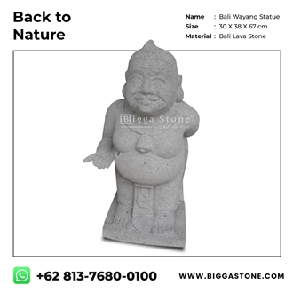 Gray Basalt Bali Wayang Human Sculpture