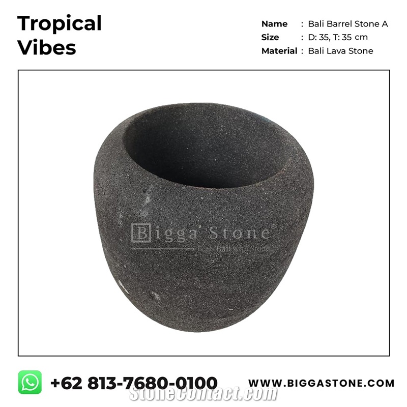 Lava Stone Barrel Flower Pots