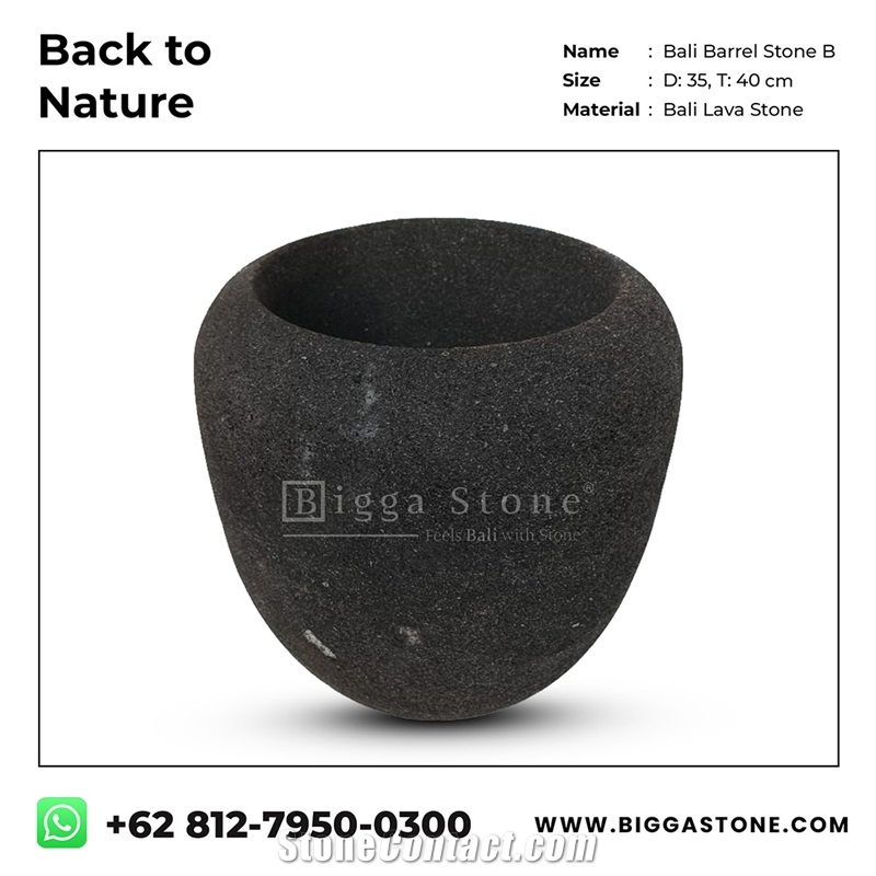 Lava Stone Barrel Flower Pots