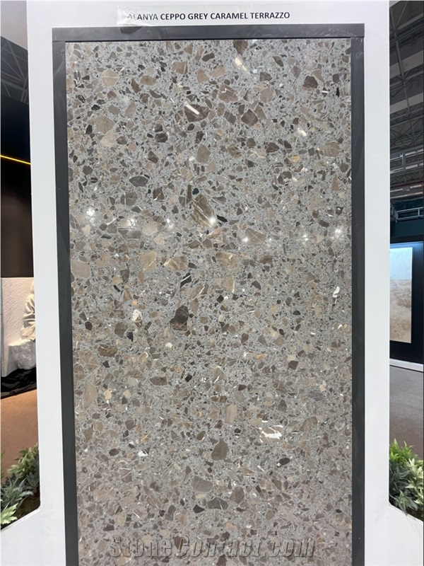 Ceppo Gray Caramel Terrazzo Slab