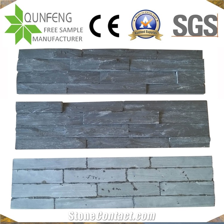 China Rough Surface Cut Black Slate Wall Cladding Panels