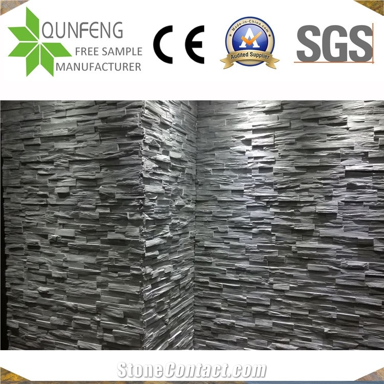 China Rough Surface Cut Black Slate Wall Cladding Panels