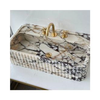 Ribbed Calacatta Viola Solid Marble Sink