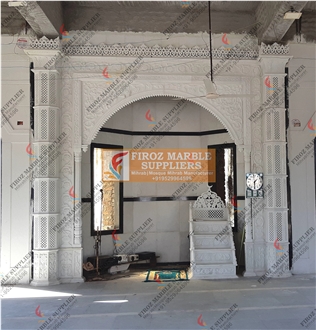 White Marble Mosque Mihrab Design Masonry