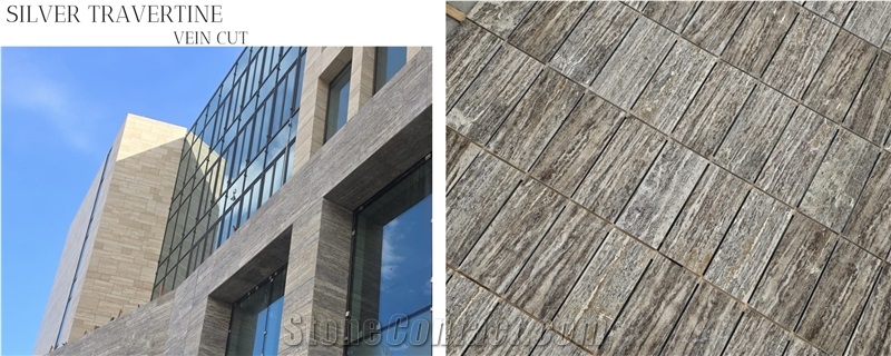 Turkey Silver Travertine Vein Cut Slabs
