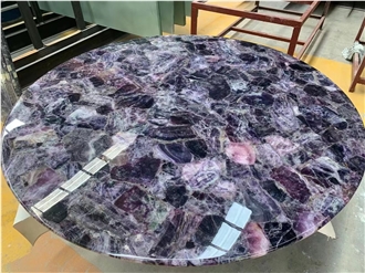 Amethyst Purple Quartz Gemstone Table Round Table Tops