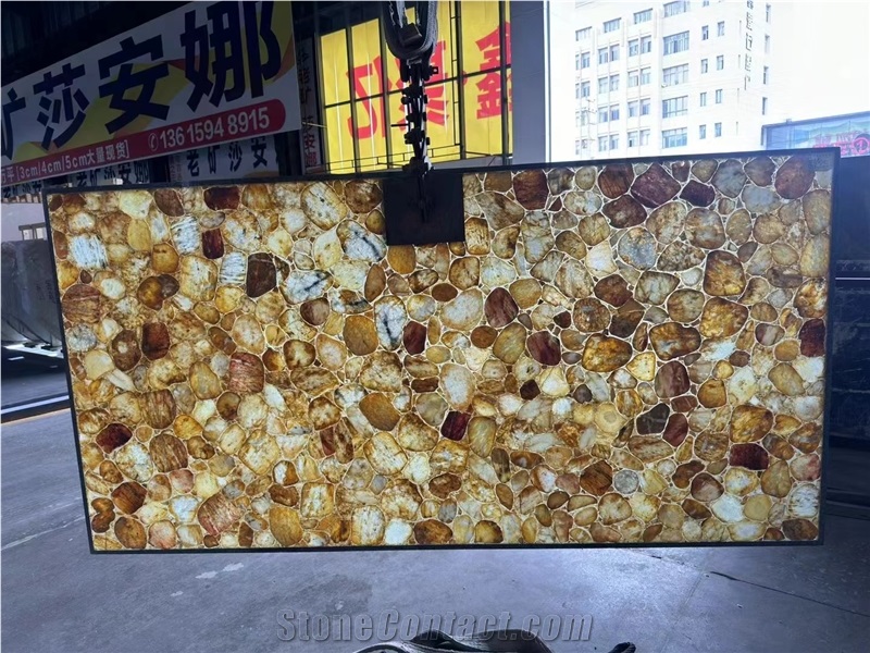 Coffee Brown Semiprecious Stone Backlit Gemstone Slabs
