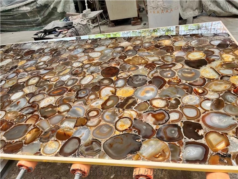 Coffee Brown Semiprecious Stone Backlit Gemstone Slabs
