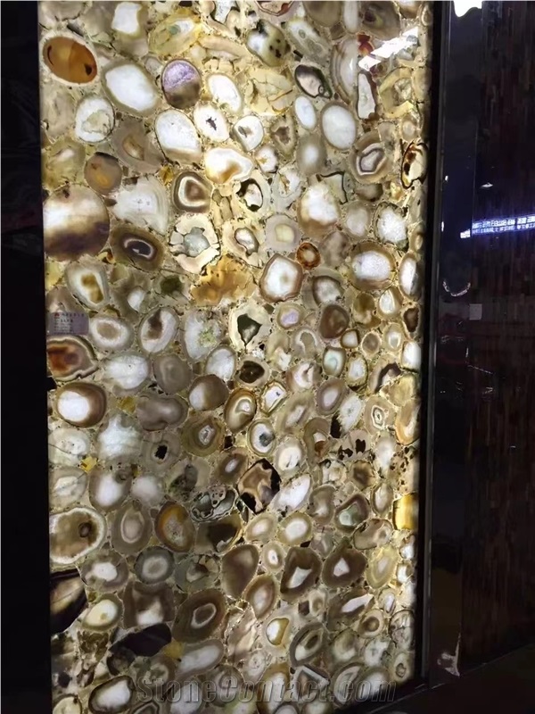 Coffee Brown Semiprecious Stone Backlit Gemstone Slabs
