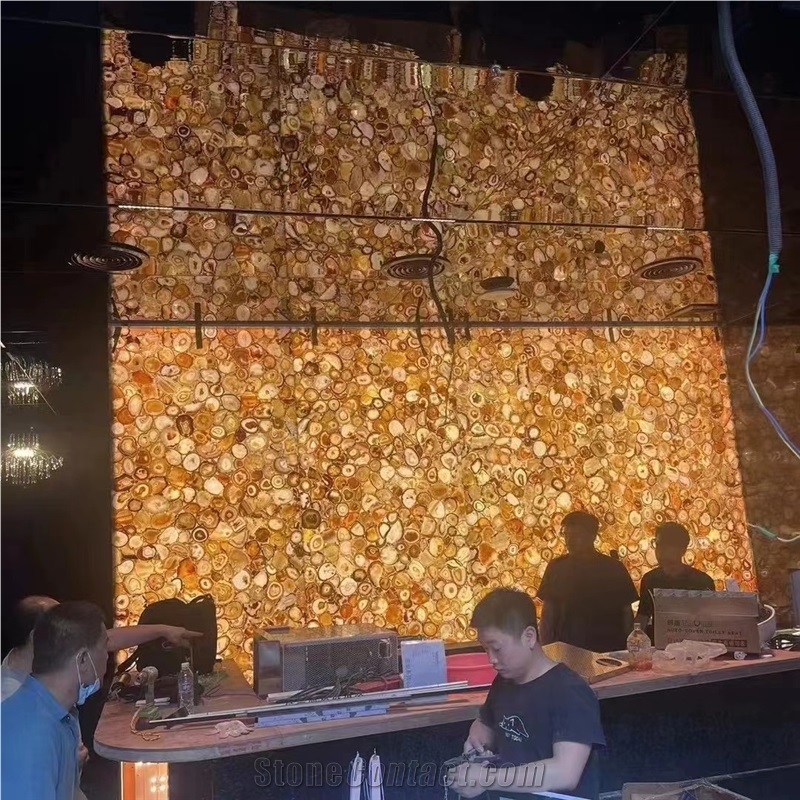 Coffee Brown Semiprecious Stone Backlit Gemstone Slabs
