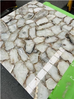 White Agate Semiprecious Stone Slabs