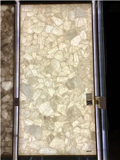 White Quartz Gemstone Solid Surface Table Tops