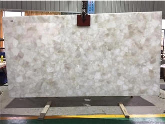 White Quartz Gemstone Solid Surface Table Tops