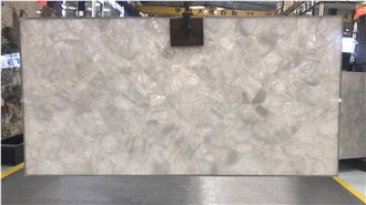 White Quartz Gemstone Solid Surface Table Tops