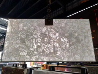 White Quartz Gemstone Solid Surface Table Tops