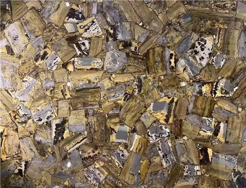 Yellow Fossil Gemstone Table Coffee Table Tops