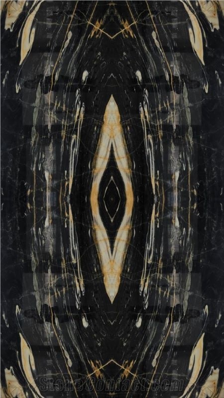 Black And Gold Crystalline Fusion  Marble Slabs