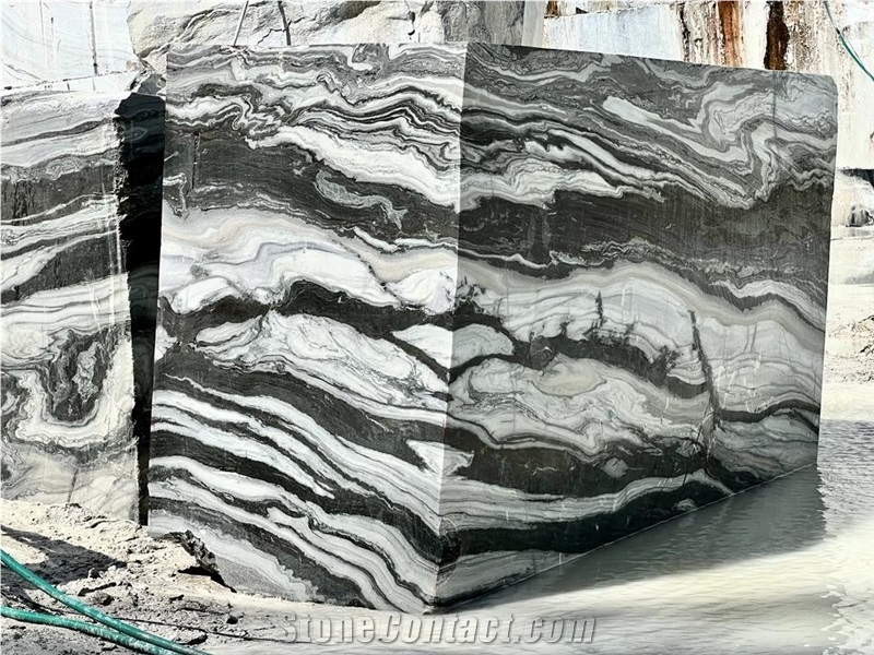 Phantom White Black Vein Marble Blocks