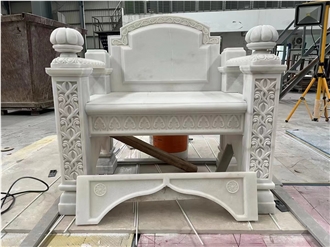 Sculptured Marble Carrara Outdoor Garden Bench For Landscape