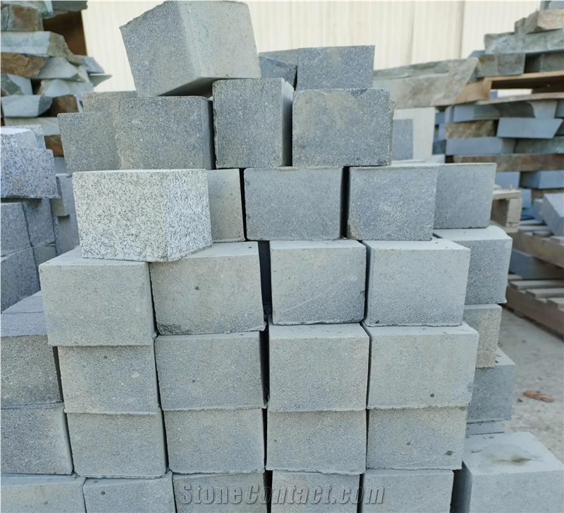 Bergama Grey Granite Cube Stone, Cobble Stone