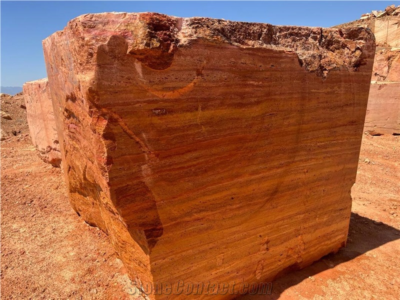 Iran Red Travertine Blocks