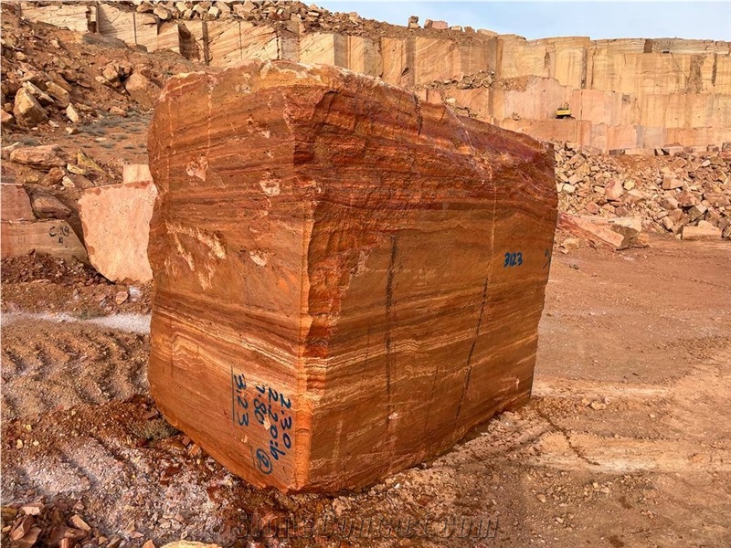 Iran Red Travertine Blocks